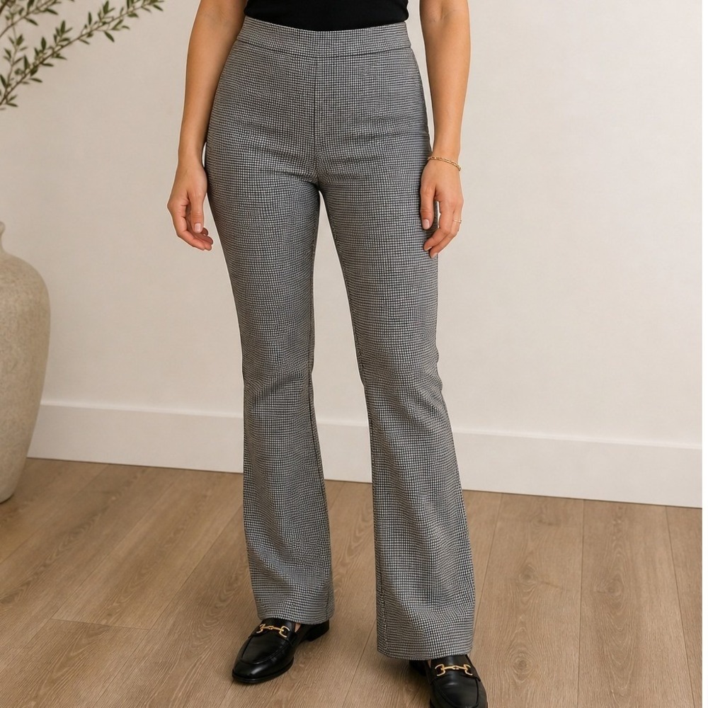 NEW Ann Taylor Womens Houndstooth Bootcut Pants Black White Stretch Size 2 NWT